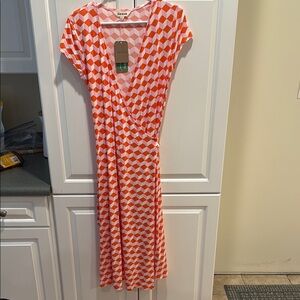 NTW Boden Orange, Pink and White wrap dress